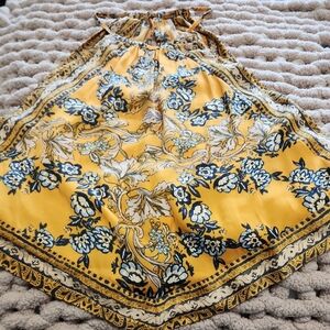 Free People Orange and Blue Floral Halter Top